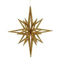 View 16" Gold 3D Glitter Star Ornament