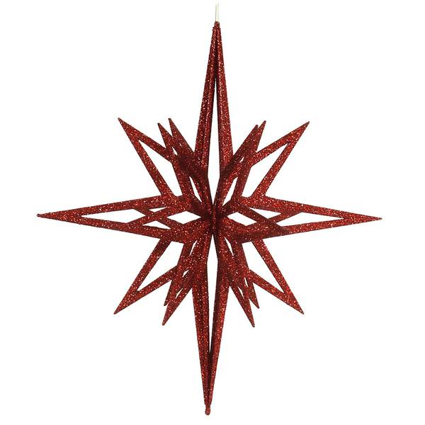 24" Red 3D Glitter Star Ornament
