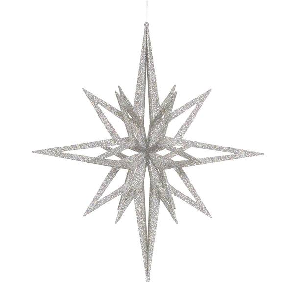 24" Silver 3D Glitter Star Ornament