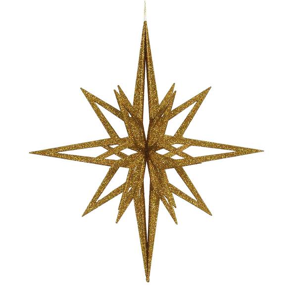 24" Gold 3D Glitter Star Ornament