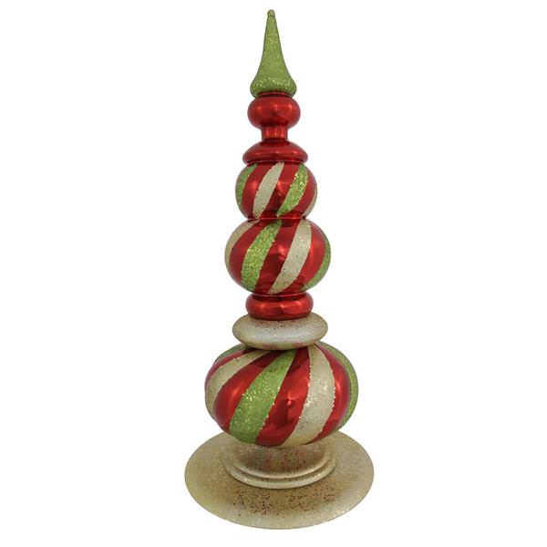 32" Red / Lime / Gold Shiny Glitter Finial Ornament