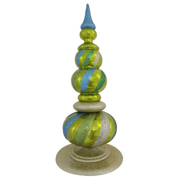 32" Lime / Turquoise / Emerald Shiny Glitter Finial Ornament