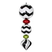 Vickerman 24" Black / White / Red / Lime Chevron Finial Ornament