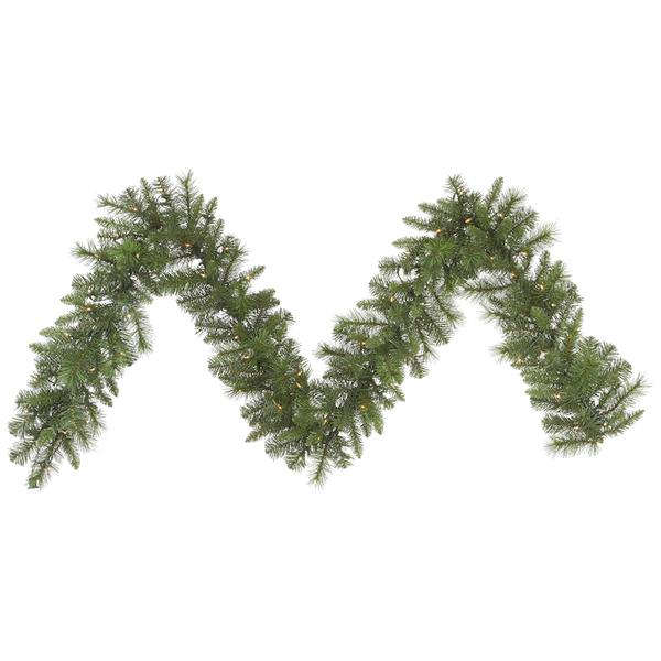 9' x 12" Artificial Green Sierra Pine Garland 70 Clear Miniature Lights