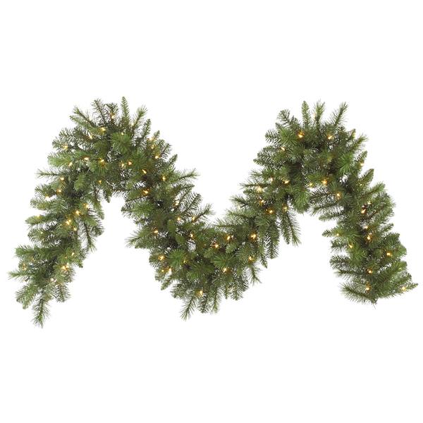 9' x 14" Artificial Green Sierra Pine Garland 100 Clear Miniature Lights