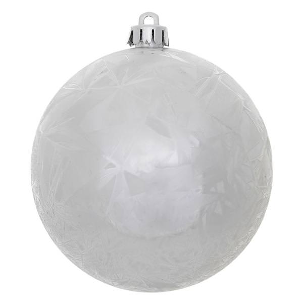 4" Silver Crackle Ball Ornament (6 pack)