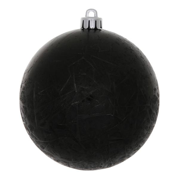 4" Black Crackle Ball Ornament (6 pack)