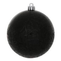 Vickerman 6" Black Crackle Ball Ornament (4 pack)