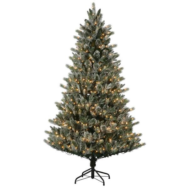 6.5' x 50" Artificial Frosted Russian Pine 400 Clear Lights