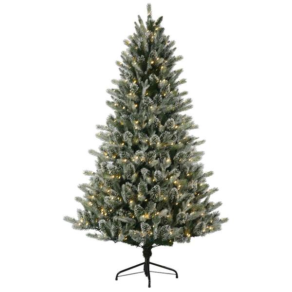 6.5' x 50" Artificial Frosted Russian Pine 400 Warm White Wide Angle LED Lights