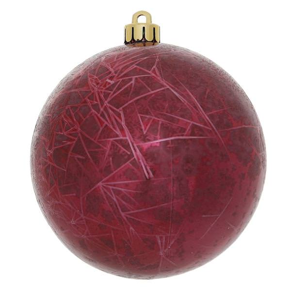 8" Burgundy Crackle Ball Ornament