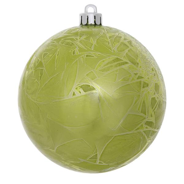 8" Lime Crackle Ball Ornament