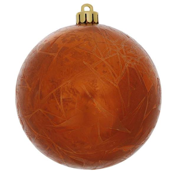 10" Burnished Orange Crackle Ball Ornament