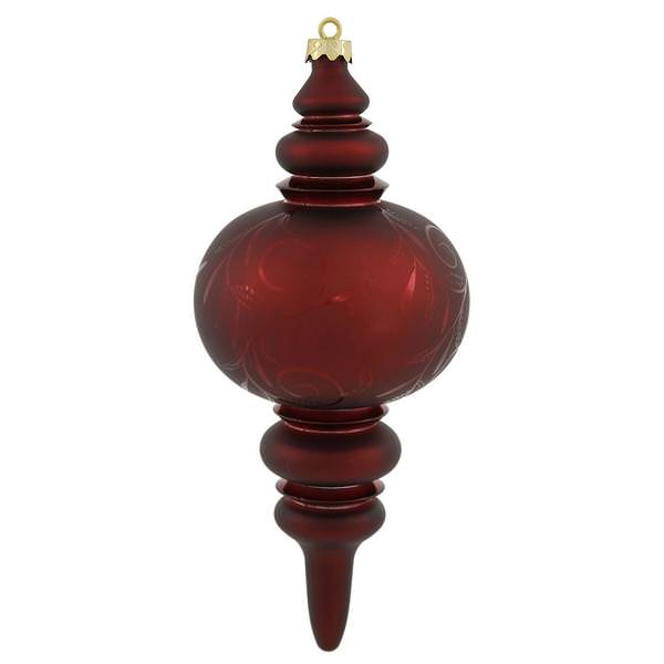 12.5" Burgundy Matte Gloss Lantern Finial Ornament