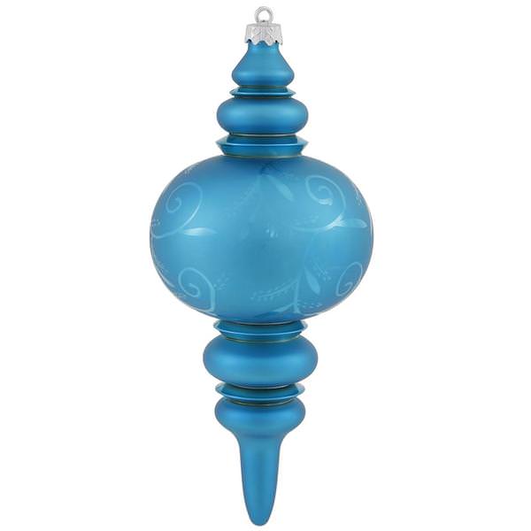 12.5" Turquoise Matte Gloss Lantern Finial Ornament