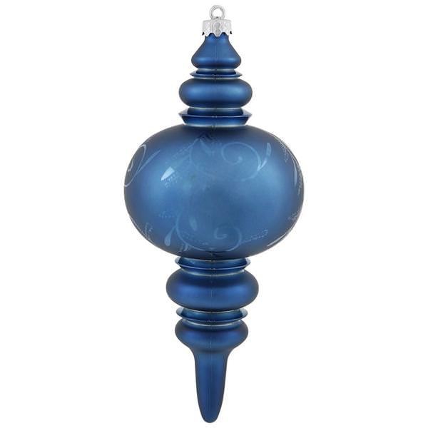 12.5" Sea Blue Matte Gloss Lantern Finial Ornament