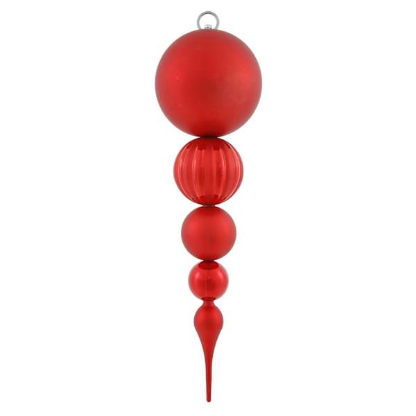 20.5" Red Shiny Matte Ball Finial Ornament