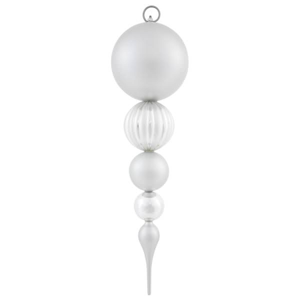 20.5" Silver Shiny Matte Ball Finial Ornament