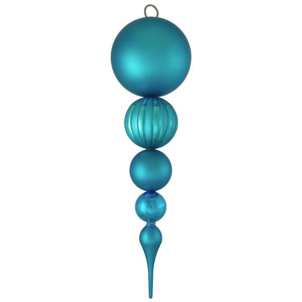 20.5" Turquoise Shiny Matte Ball Finial Ornament