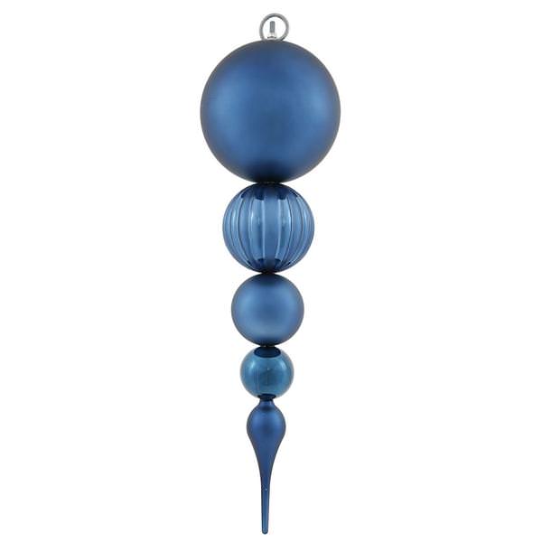 20.5" Sea Blue Shiny Matte Ball Finial Ornament