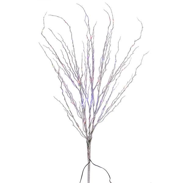 36" Artificial Silver Twig Electric Micro LED Lighted Branch (60 Multi-Color Lights)