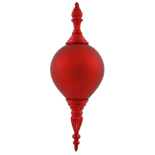21" Red Shiny Matte Finial Ornament