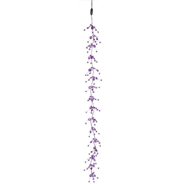 48 Light - 3.75' Purple Jewel Beaded Micro LED Garland