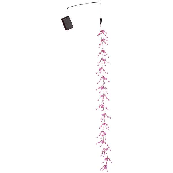 48 Light - 3.75' Pink Jewel Beaded Micro LED Garland