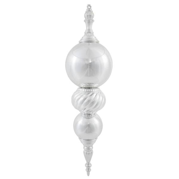 30" Silver Shiny Finial Ornament