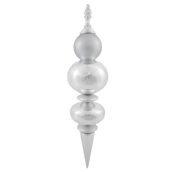 36" Silver Shiny Matte Finial Ornament