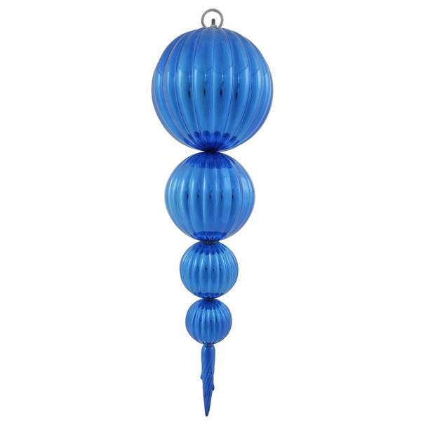 26" Blue Shiny Hanging Pumpkin Finial Ornaments