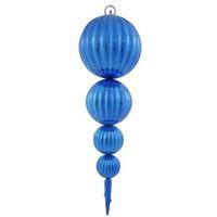 Vickerman 26" Blue Shiny Hanging Pumpkin Finial Ornaments