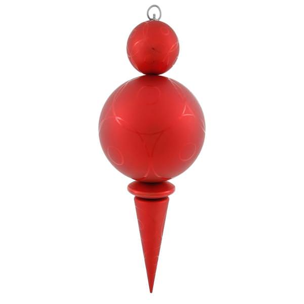 26" Red Matte Gloss Ball Finial Ornament