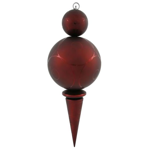 26" Burgundy Matte Gloss Ball Finial Ornament