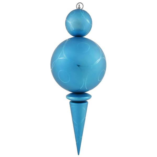 26" Turquoise Matte/Gloss Hanging Ball Finial Ornament