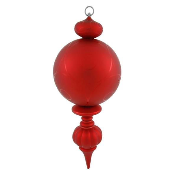 21" Red Matte Gloss Ball Finial Ornament
