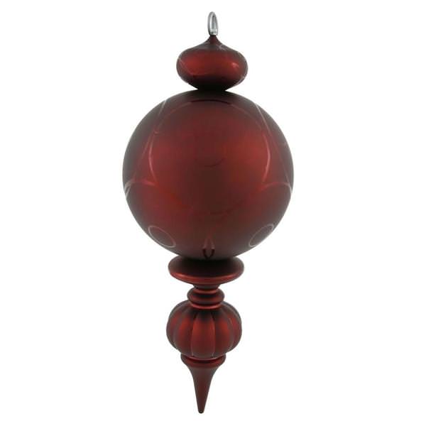 21" Burgundy Matte/Gloss Hanging Ball Finial Ornament