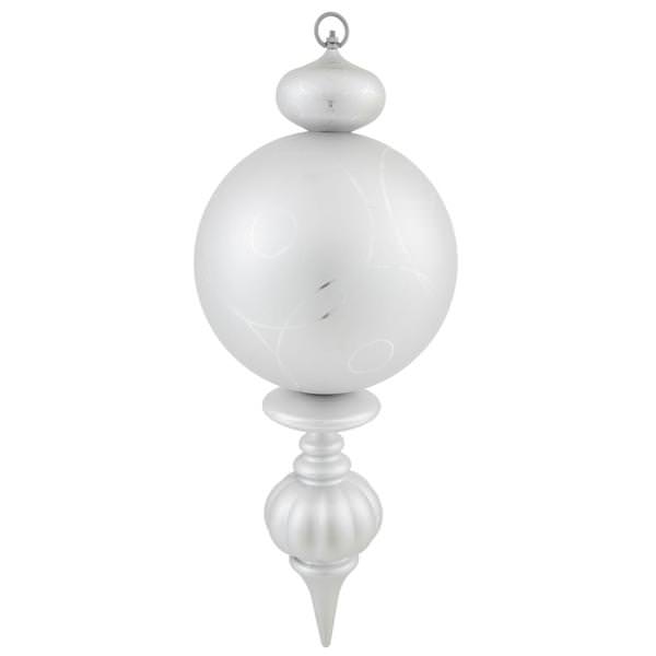 21" Silver Matte Gloss Ball Finial Ornament