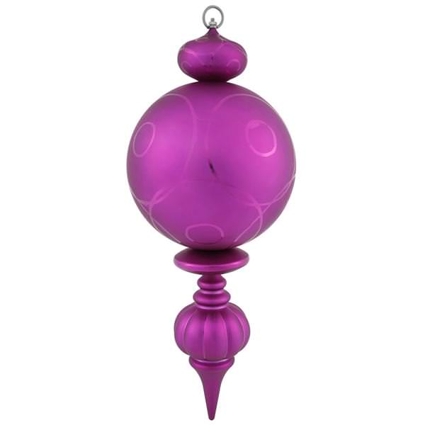 21" Magenta Matte Gloss Ball Finial Ornament