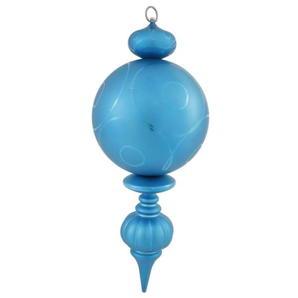 21" Turquoise Matte/Gloss Hanging Ball Finial Ornament