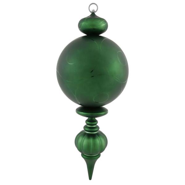 21" Emerald Matte/Gloss Hanging Ball Finial Ornament