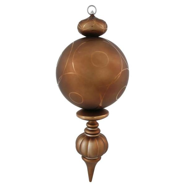 21" Mocha Matte/Gloss Hanging Ball Finial Ornament