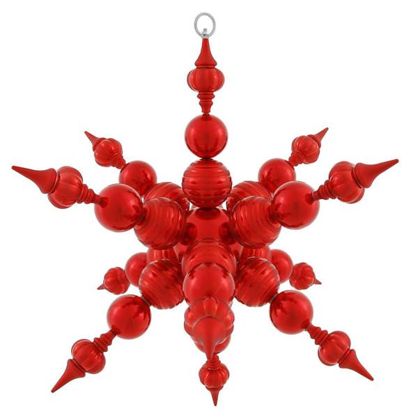 25" Red Shiny/Matte Radical Snowflake Ornament
