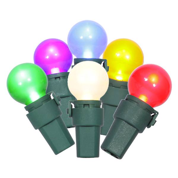 50 Light 16.3' Green Wire Multi-Color G15 Satin LED String with 4" Spacing