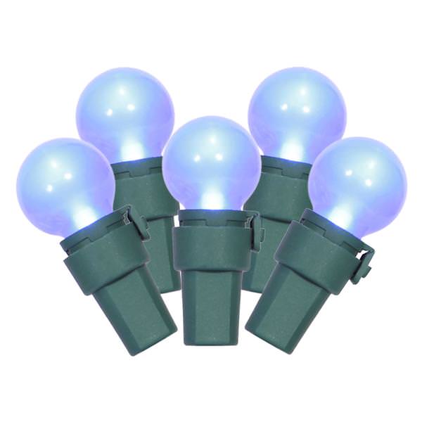 50 Light 16.3' Green Wire Blue G15 Satin LED String with 4" Spacing