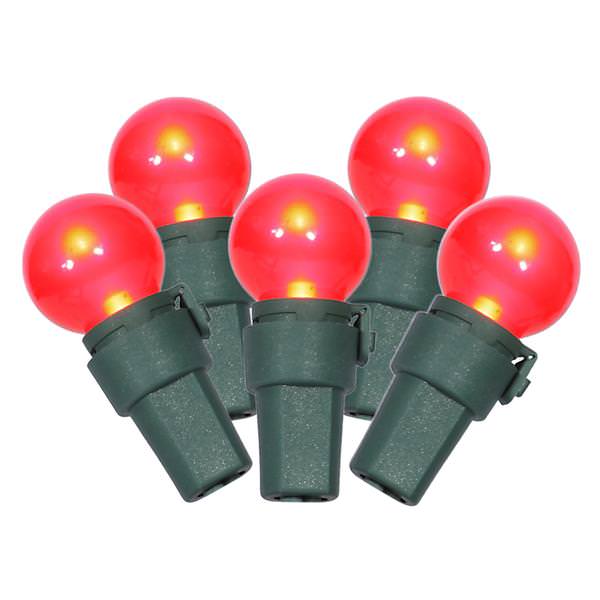 50 Light 16.3' Green Wire Red G15 Satin LED String with 4" Spacing