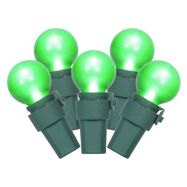 50 Light 16.3' Green Wire Green G15 Satin LED String with 4" Spacing