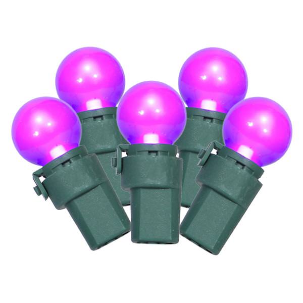 50 Light 16.3' Green Wire Purple G15 Satin LED String with 4" Spacing