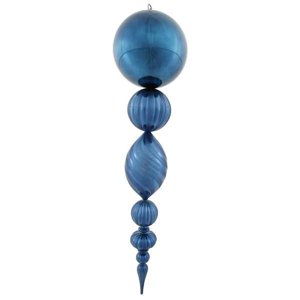 40" Sea Blue Matte/Gloss Hanging Ball Finial Ornament