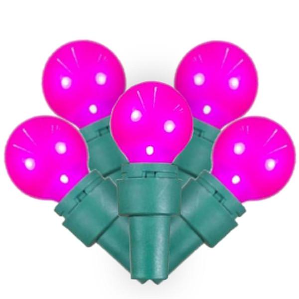 50 Light 16' Green Wire Pink Satin G15 LED String with 4" Spacing